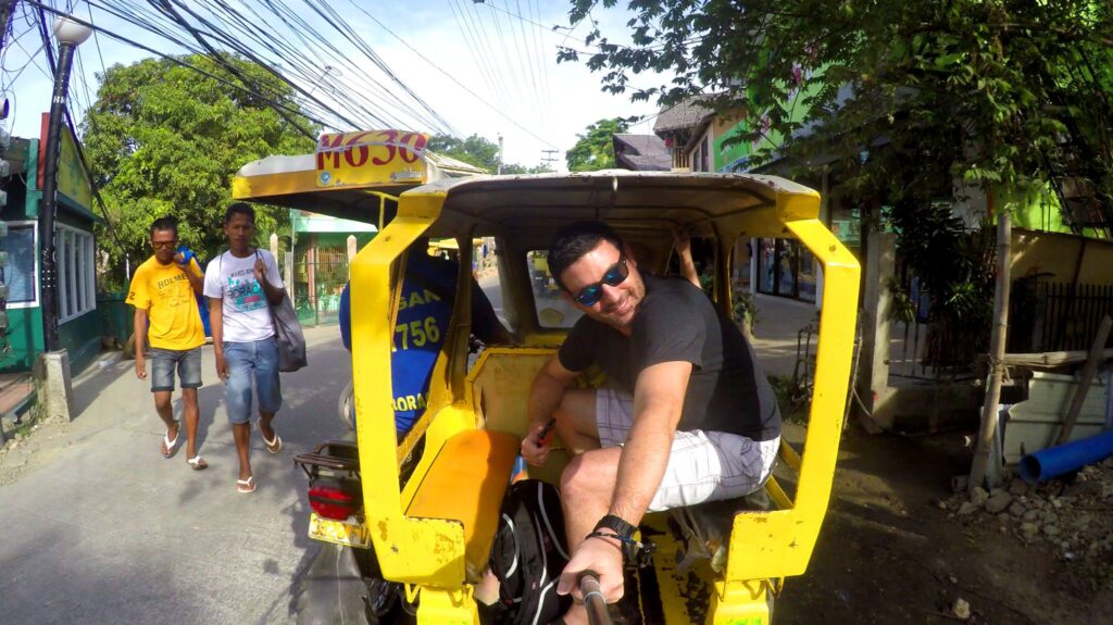 Dodging and weaving our way through the inner streets of Boracay, these two on the left are just walking out into traffic. Casual.