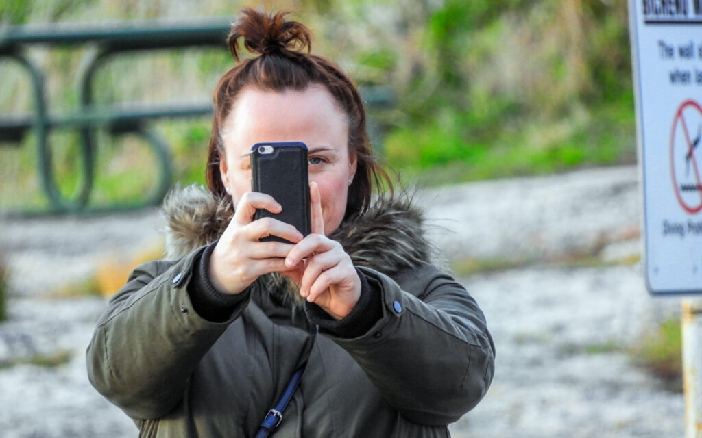 Capturing Louise capturing me in a bit of fun during our visit to Bicheno, Tasmania