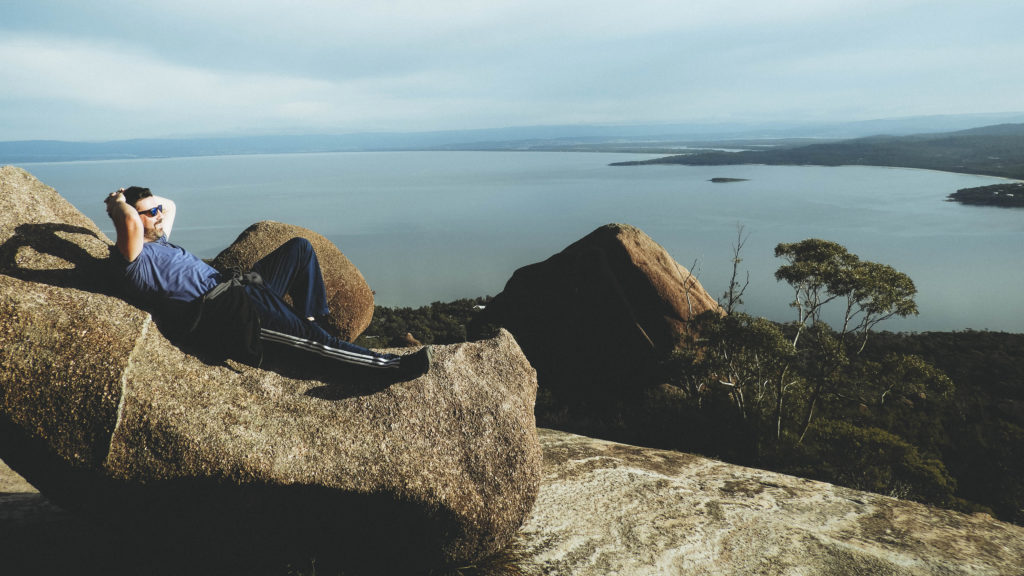 Michael Doig relaxing on Mount Amos