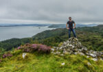 Michael Doig above what remains of the ruins of Castle Dounie above Crinan, Scotland